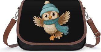 Generic Cute Owl In Hat Scarf Small Womens Crossbody Bags Shoulder Handbag with Adjustable Strap for Travel