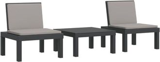vidaXL Juego Muebles De Jard&iacute;n 3 Piezas Y Cojines Pp Gris Antracita Vidaxl