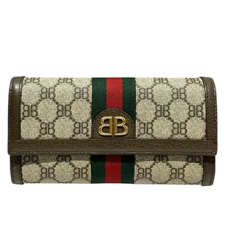 Balenciaga Beige Brown Pvc Leather Long Wallet (Bi-Fold) (Pre-Owned)