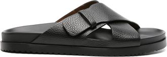 Doucal's crossover-straps leather slides - men - Calf Leather/Calf Leather/Rubber - 42.5 - Black