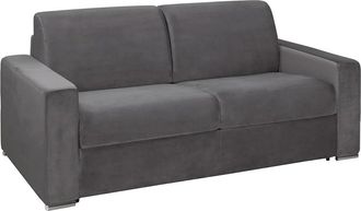 Vente-Unique Vente-unique - Divano Letto 3 Posti A Ribalta In Velluto Antracite - Larghezza Materasso 140 Cm - Spessore 18 Cm - Calito