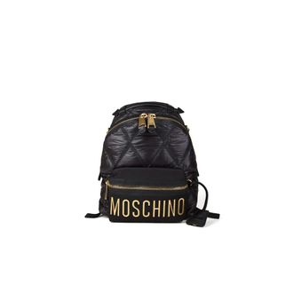 Moschino Backpacks, female, Black, Size: ONE SIZE Logo Quilted Nylon Backpack