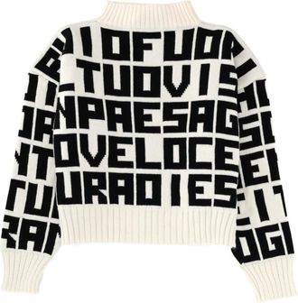 Msgm Black Logo Mock Collar Sweater