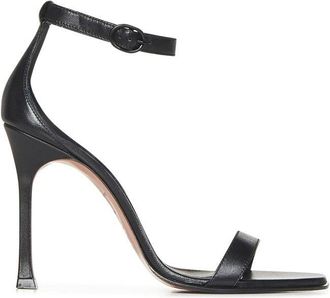 Amina Muaddi Nappa Leather Sandals With Delicate Ankle Strap