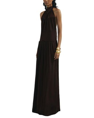 Reiss Luna Atelier Chiffon Draped Halter Neck Maxi Dress