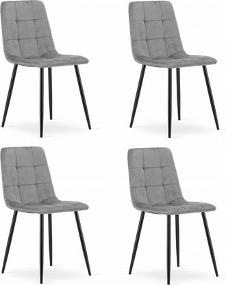 OEM Sedia Kara - Velluto Grigio Chiaro / Gambe Nere X 4