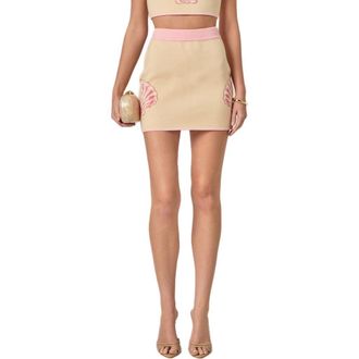English Factory Seashell Knit Miniskirt in Light Beige/Pink at Nordstrom, Size Small