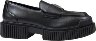 A|X Armani Exchange Zwarte leren platformschoenen - Dames - Loafers - Zwart - 41 EU - Leer - Schoenen