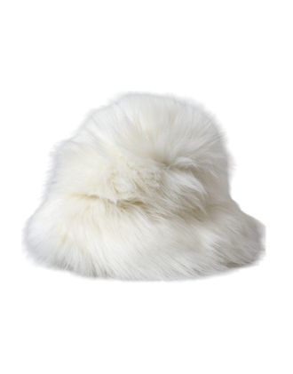 Dolce & Gabbana White Acrylic Fur Womens Bucket Hat Modacrylic Polyester