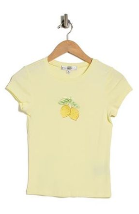 Madden Girl Embroidered Baby Tee in Yellow at Nordstrom Rack, Size X-Large