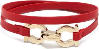 Ferragamo Ferragamo Gancini-Plaque Leather Bracelet