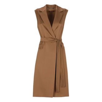 Max Mara Vests, female, Brown, Size: S Afgano Sleeveless Jacket