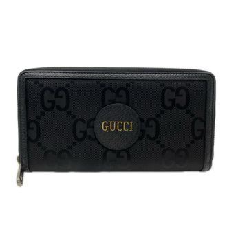 Gucci Gold Black Canvas Leather Long Wallet (Bi-Fold) (Pre-Owned)