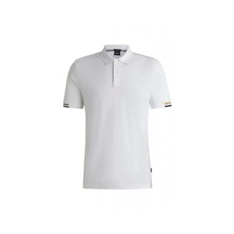 HUGO BOSS Tops, Heren, Wit, S, Katoen, Polo shirt met rubberlogo