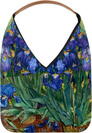 Generic Irises Watercolor Painting Reusable Lightweight Grocery Bags - Foldable Into Compact Pouch, Washable & Sturdy, Multipurpose for Shopping and Travel