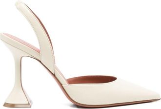 Amina Muaddi White Slingback Pumps
