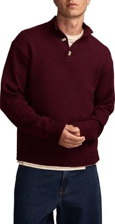 Lucky Brand Nep Half Button Sweater in Maroon Banner at Nordstrom, Size Xx-Large