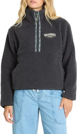 Billabong Horizon Quarter Zip High Pile Fleece Pullover in Black Sands at Nordstrom, Size Medium