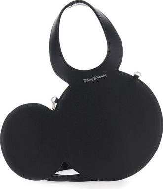 Coperni Mickey Black Crossbody Bag With Adjustable And Removable Shoulder Strap And Logo Lettering On The Front In Leather