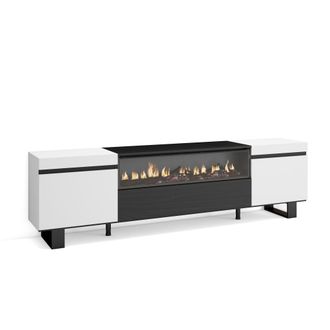 Skraut Home Skraut Home - Mueble Tv, Televisi&oacute;n, Muebles De Sal&oacute;n, Almacenaje, 200x57x35cm, Para Tv Hasta 80, Chimenea El&eacute;ctrica, Dise&ntilde;o Industrial, Estilo Modern