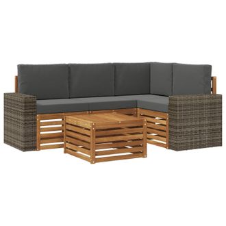 vidaXL Conjunto De Sof&aacute;s De Exterior 5 Pcs Natural Y Antracita Vidaxl
