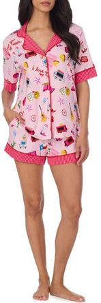 Room Service PJs Print Boxer Pajamas in Pink Print at Nordstrom, Size X-Small