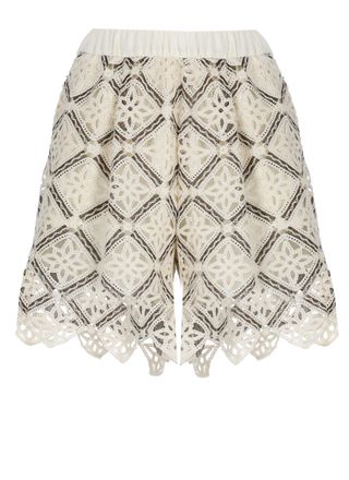 Herno Ivory Lace Cotton Shorts