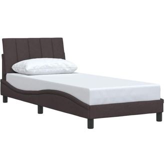 vidaXL Estructura De Cama Sin Colch&oacute;n Tela Marr&oacute;n Oscuro 90x200 Cm Vidaxl