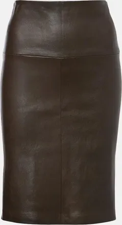 Stouls Gin leather midi skirt