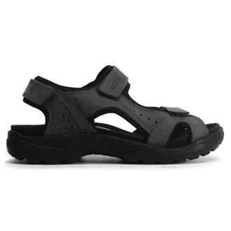 Ecco Ecco Onroads Leather Textile Mens Hook and loop Sandals - Magnet Black - Size:UK 10.5-11