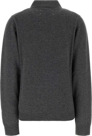 Maison Margiela Womens Twist Lambswool Polo Gray Virgin Wool