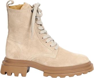 Hogan Polacco - Dames - Veterlaarzen - Beige - 38 1/2 EU - Leer - Schoenen