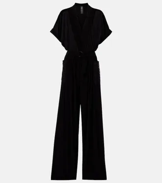 Norma Kamali Geralyn striped semi-sheer jumpsuit