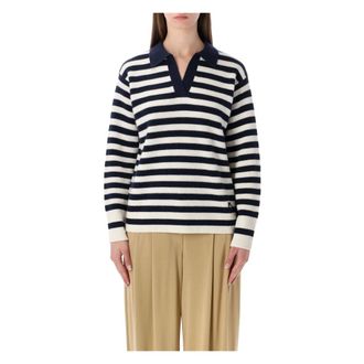 Ralph Lauren Cashmere Knitwear, female, Multicolor, Size: XS Striped Cashmere Polo Sweater