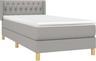vidaXL Cama Box Spring Con Colch&oacute;n Tela Gris Claro 90x200 Cm Vidaxl
