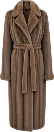 Cesare Gaspari Maxi Faux Fur Coat Reina - Dames - Mantels - Beige - Maat: XL Poliester