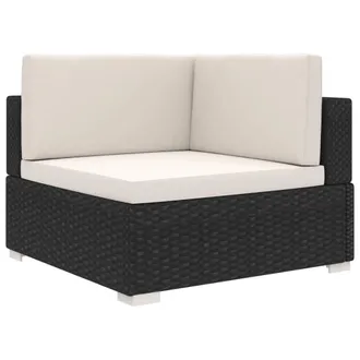 vidaXL Poltrona Modulare Ad Angolo 1 Pz Con Cuscini In Polyrattan Nero - Vidaxl