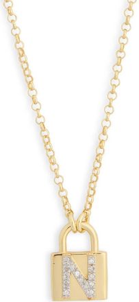 Meshmerise Diamond Padlock Initial Pendant Necklace - 0.12ct. in Yellow-N at Nordstrom Rack