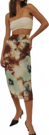 Free People Mesh Sunset Maxi Skirt In Moss Combo