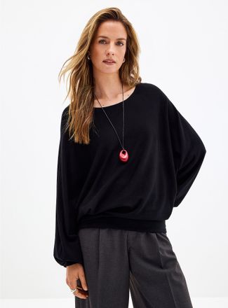 Contemporaine Womens Batwing-sleeve fine-knit sweater