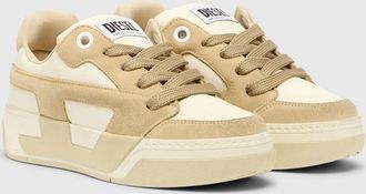 Diesel D-Ollie-Distressed sneakers in leather and suede - Sneakers - Woman - Beige