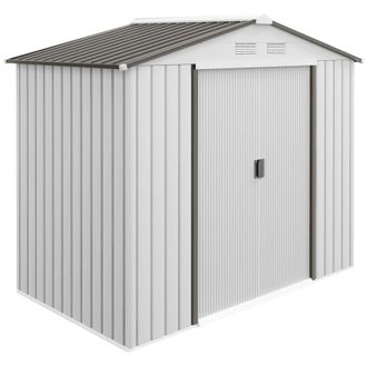 OUTSUNNY Caseta de jard&iacute;n 213x130x185 cm blanco y plata