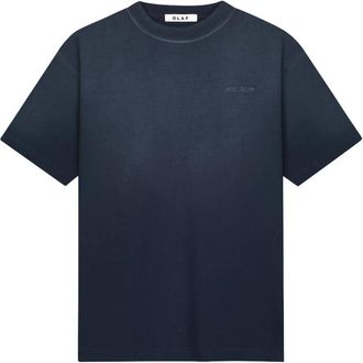 Olaf Hussein Sprayed Studio Tee - Heren - Tops - Blauw - Maat: XL Katoen