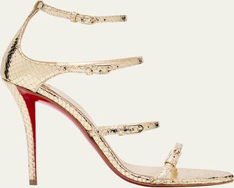 Christian Louboutin 100mm Millenium Strappy Embossed Metallic Leather Sandals