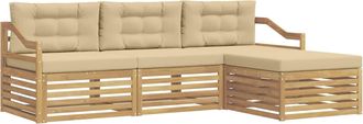 vidaXL Conjunto De Sof&aacute;s De Exterior 4 Uds. Y Beige Poli&eacute;ster Vidaxl