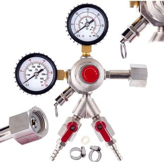 OEM Reductor De Co2 Para Barril De Cerveza Y Vino, Doble, 2 Salidas, 2 Man&oacute;metros, Conectores