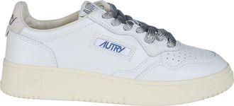 Autry White Patterned Laces Leather Sneakers