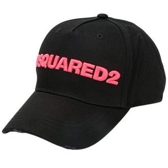 Dsquared2 Mens Pink Embroidered Logo Black Cap Cotton - One Size