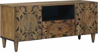 vidaXL Mueble De Tv Marr&oacute;n 105 X 33 X 46 Cm Madera De Mango Maciza Vidaxl