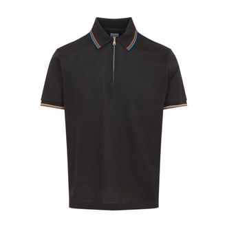 Paul Smith Signature Stripe Trim Zip Polo Shirt